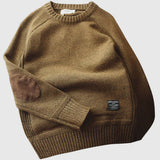 Warm Classic Men's Sweater - Crewneck, Chunky Knit Layering Brown - Tophatter Daily Deals
