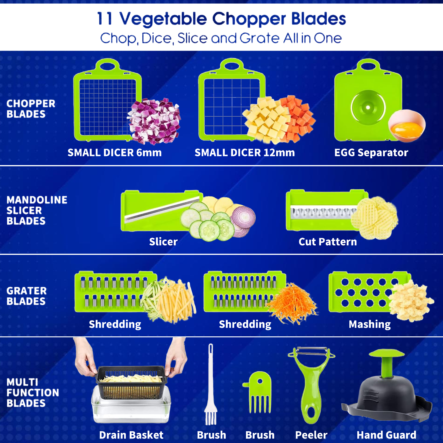 Vegetable Food Chopper – 16 in 1 Vegetable Chopper Fruit Salad Mandolin Slicer Food Dicer Cutter Peeler Chopper Tool - Tophatter Daily Deals