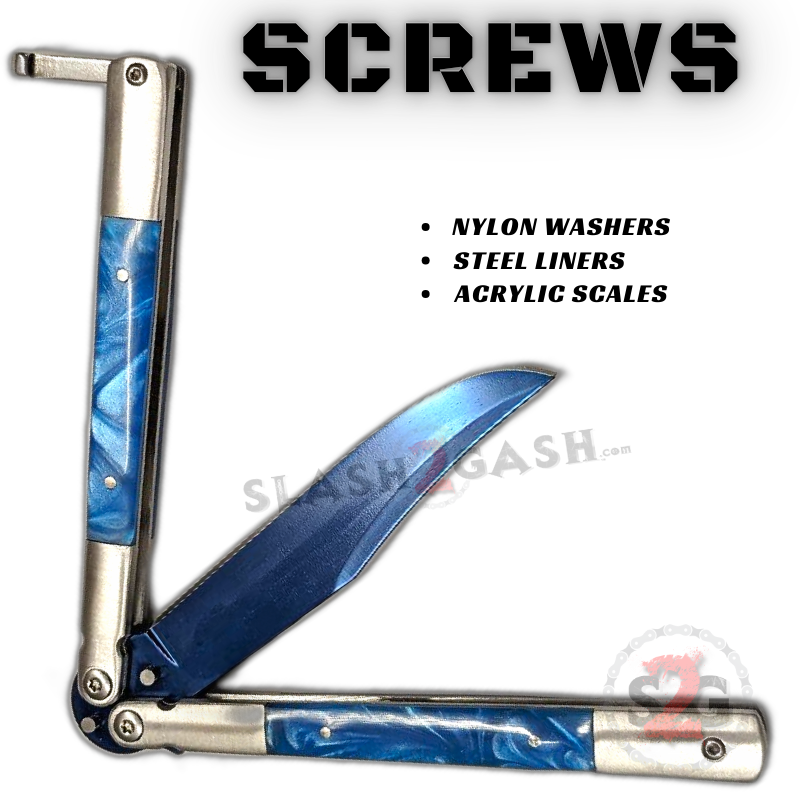 Marble Butterfly Knife Pearl Swirl Colorful Blade Balisong - Asst Colors Knife-Balisong - Tophatter Daily Deals