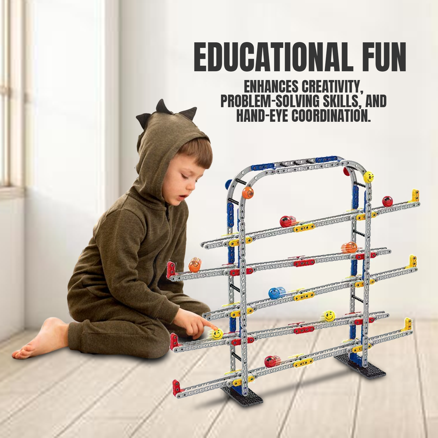 Marble Run Race Track – Kids 453 PCs Marble Run Seesaw Track Creative Building Set with Colorful Tubes Indoor Games - Tophatter Daily Deals