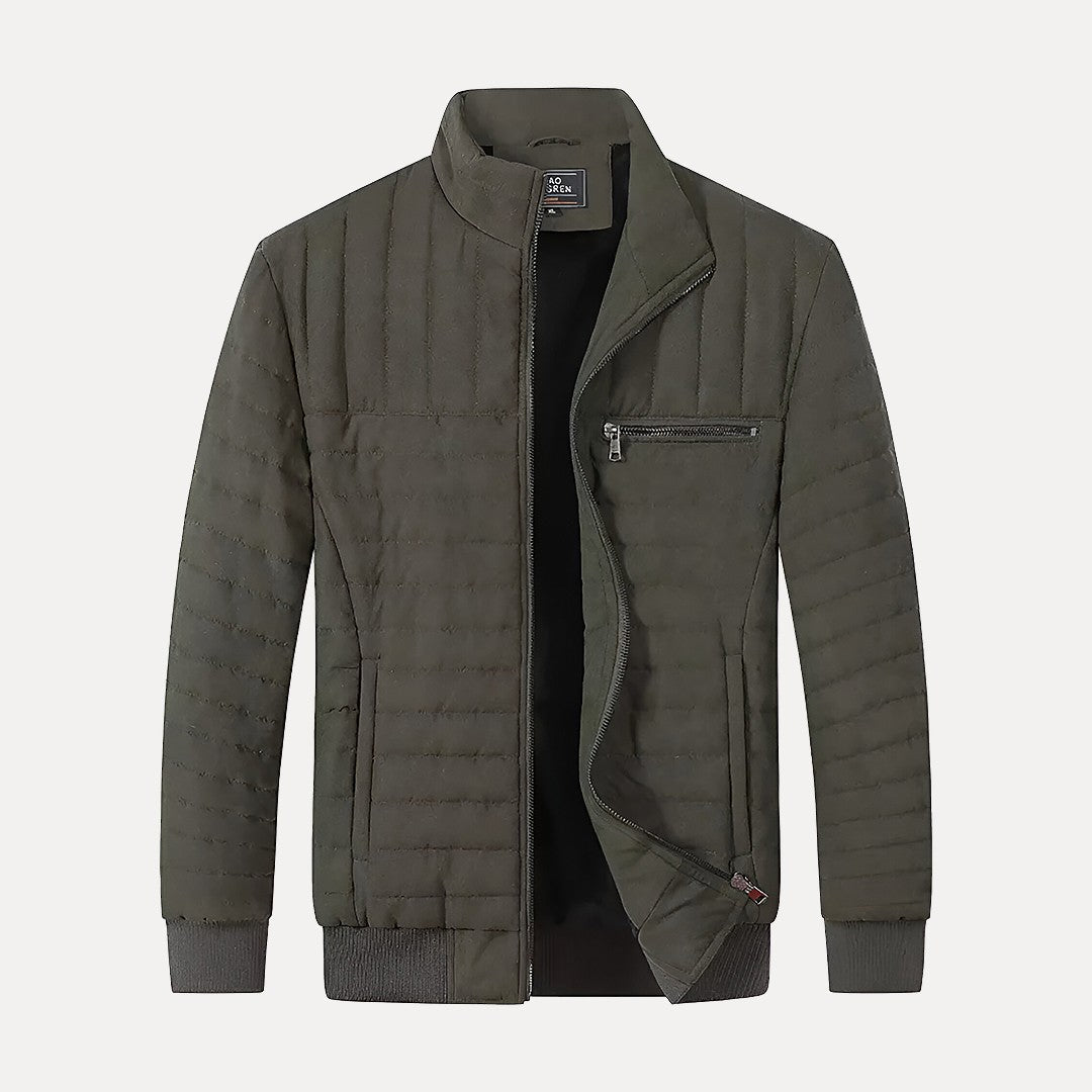 Warm Men’s Padded Jacket - Quilted Cotton, Workwear Army Green - Tophatter Daily Deals