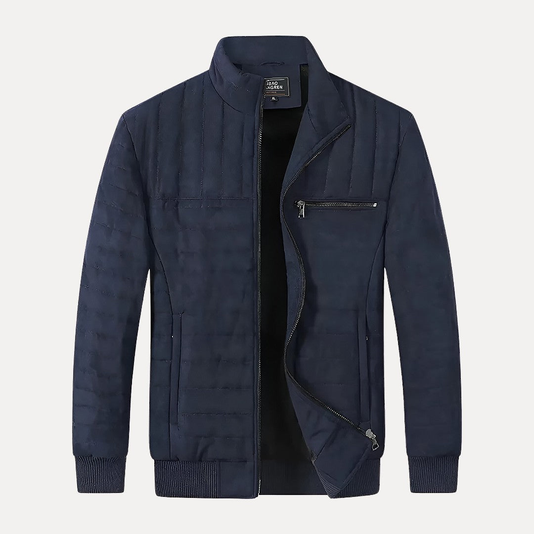 Warm Men’s Padded Jacket - Quilted Cotton, Workwear Dark Blue - Tophatter Daily Deals