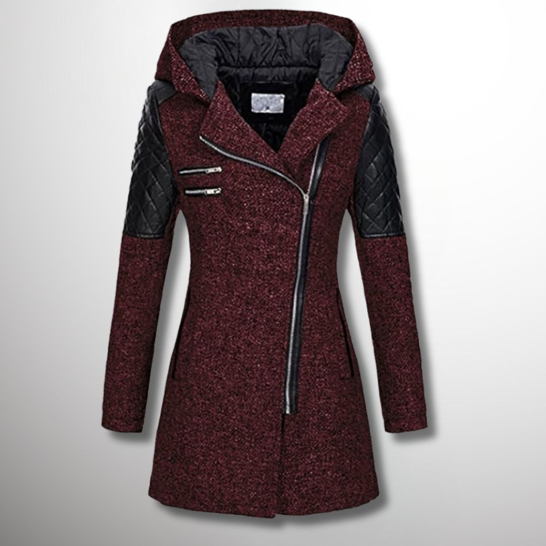 Warm Women's Winter Coat - Asymmetric Zip, Cotton Blend Red - Tophatter Daily Deals