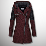 Warm Women's Winter Coat - Asymmetric Zip, Cotton Blend Red - Tophatter Daily Deals