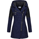 Warm Women's Winter Coat - Asymmetric Zip, Cotton Blend Blue - Tophatter Daily Deals