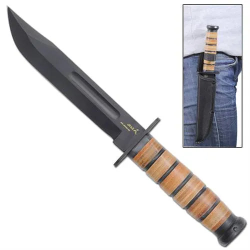 Marines Tactical Steel Survival Knife With Sharpening Stone - Tophatter Daily Deals