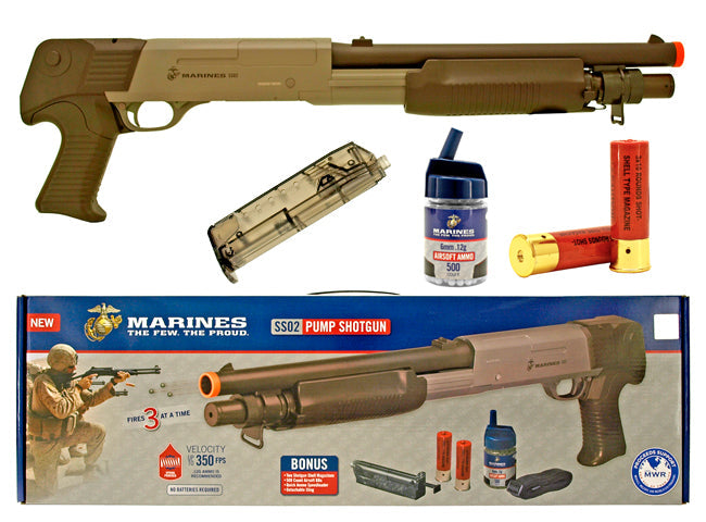 Marines Triple Shot Airsoft Pump Shotgun SS02 Spring Powered Airsoft-Shotgun - Tophatter Daily Deals