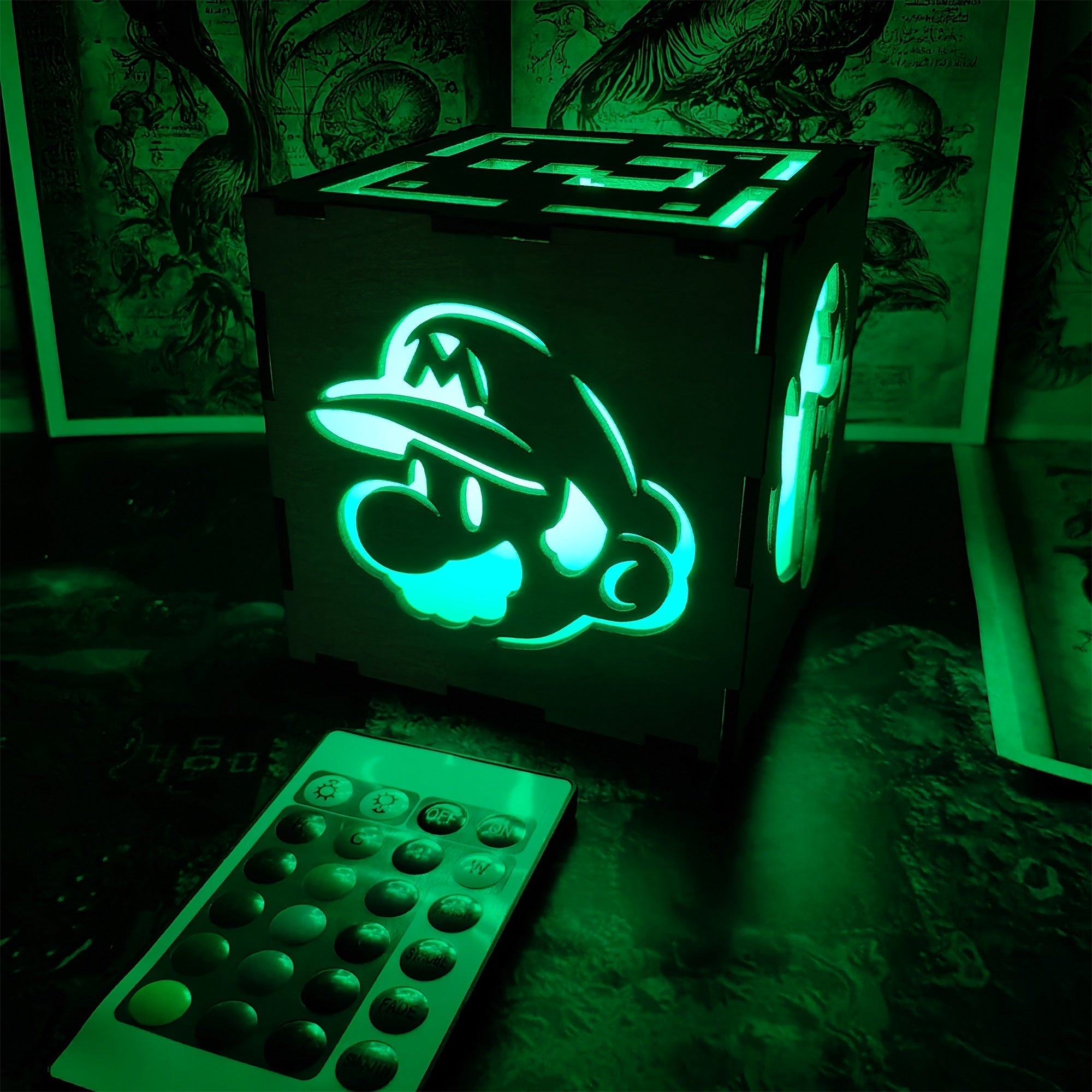 Handmade Mario-Inspired Night Light Wooden Cube Light - Tophatter Daily Deals