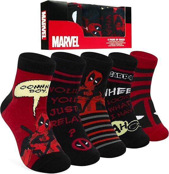 Marvel Comic Socks - Deadpool Series Ankle Socks Soft And Breathable Socks Pack Of 5 (6.5-10.5 UK) Festive & Franchise - Tophatter Daily Deals