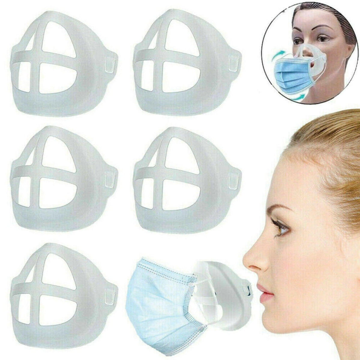 Face Mask Bracket - Lipstick Protector,Mask Bracket, Face Guard, 3D Mask Bracket, Mask Holder, Face Mask Bracket, Silicone Bracket Inner Support Frame 10 PCS Face Bracket Personal Care - Tophatter Daily Deals