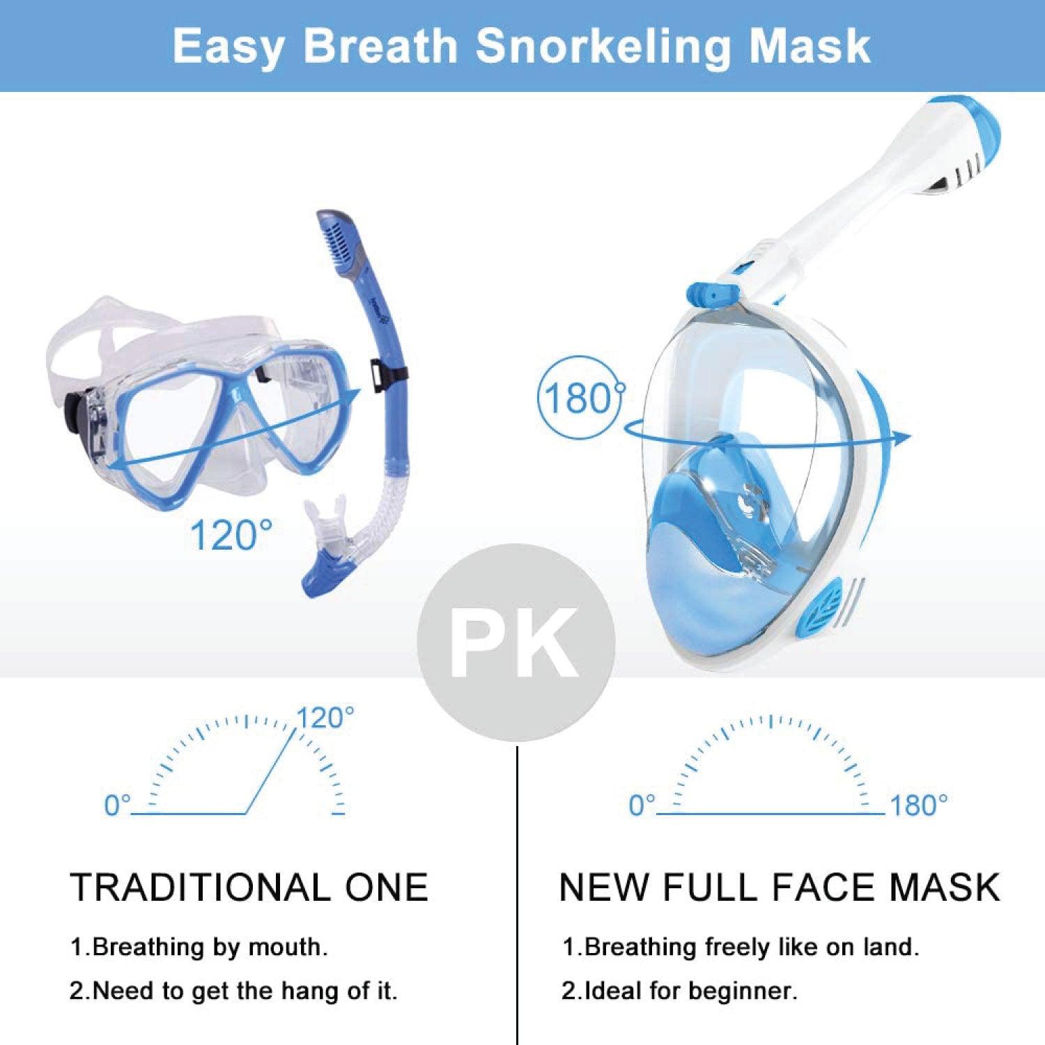 Full Face Snorkel Mask - Swimming Mask Scuba Set Full Anti-fog Diving for Adults or Kids With Upgraded Safety Breathing System Sports & Outdoor - Tophatter Daily Deals