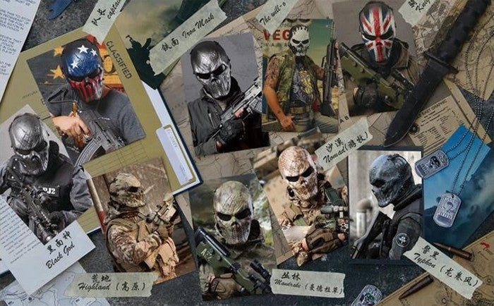 Tactical Airsoft Mask Motorcycle Halloween Full Face Skull - Silver Face Mask - Tophatter Daily Deals