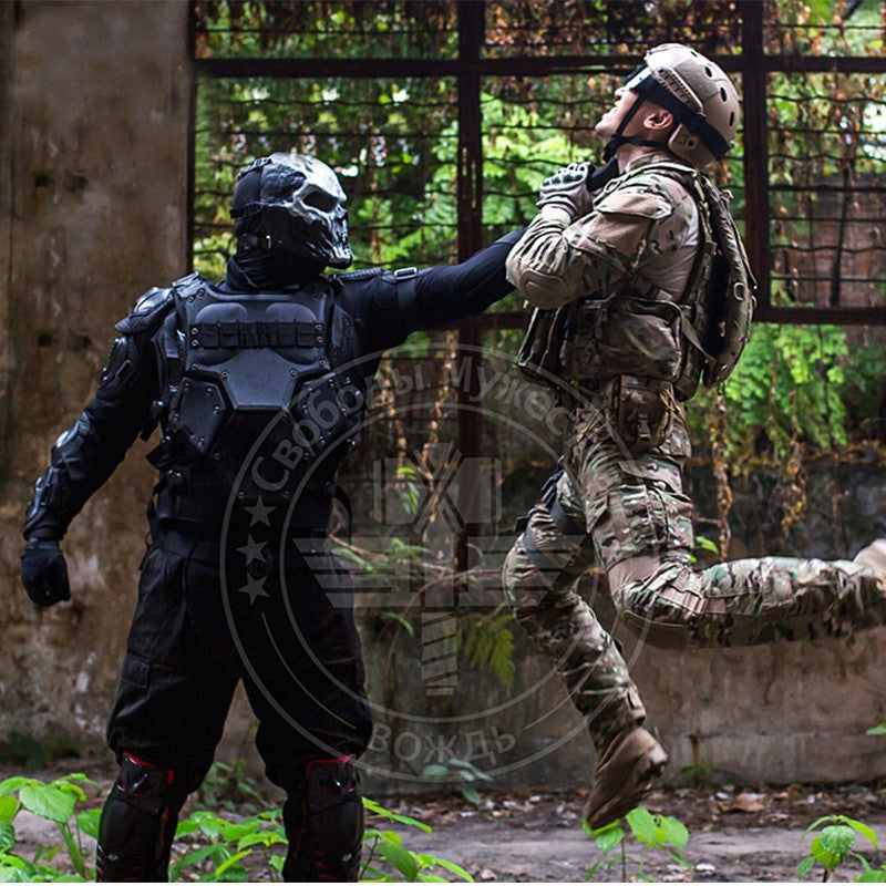 Tactical Airsoft Mask Motorcycle Halloween Full Face Skull - Silver Face Mask - Tophatter Daily Deals