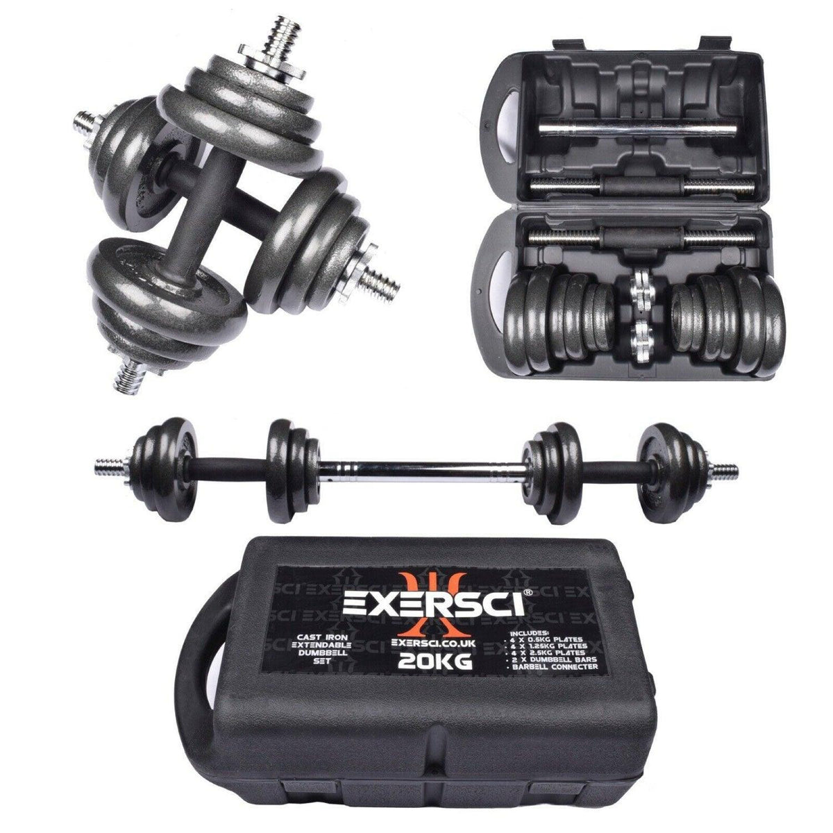 Cast Iron Dumbbell Set - Cast Iron Adjustable Dumbbell/Barbell Box Set Exercise & Fitness - Tophatter Daily Deals