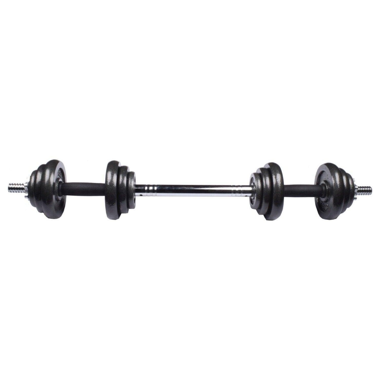 Cast Iron Dumbbell Set - Cast Iron Adjustable Dumbbell/Barbell Box Set Exercise & Fitness - Tophatter Daily Deals