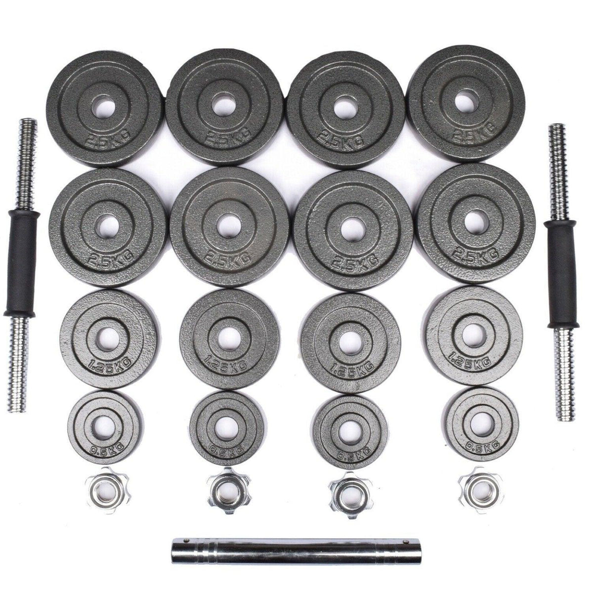 Cast Iron Dumbbell Set - Cast Iron Adjustable Dumbbell/Barbell Box Set Exercise & Fitness - Tophatter Daily Deals