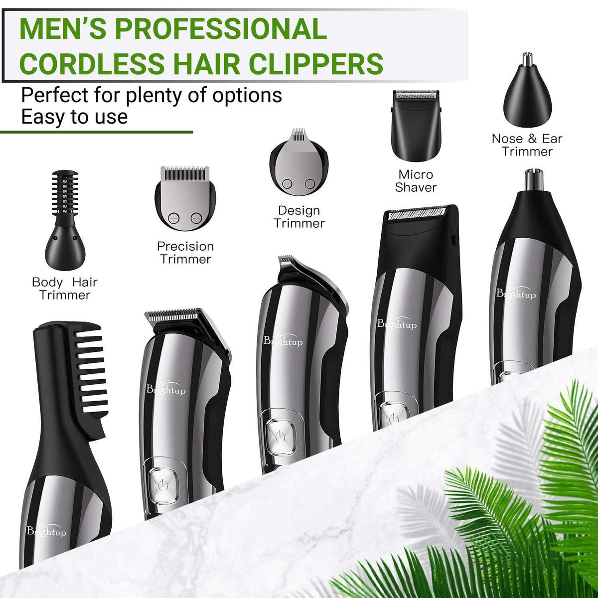Beard Trimmer Rechargeable & Cordless Hair Clippers for Men-Waterproof Body Mustache Nose Ear Facial Cutting Groomer Personal Care - Tophatter Daily Deals