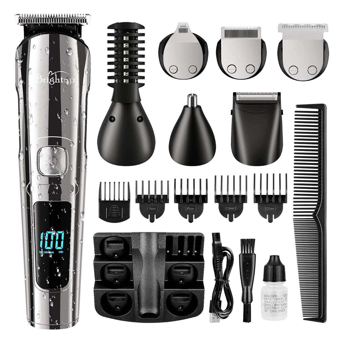 Beard Trimmer Rechargeable & Cordless Hair Clippers for Men-Waterproof Body Mustache Nose Ear Facial Cutting Groomer Personal Care - Tophatter Daily Deals