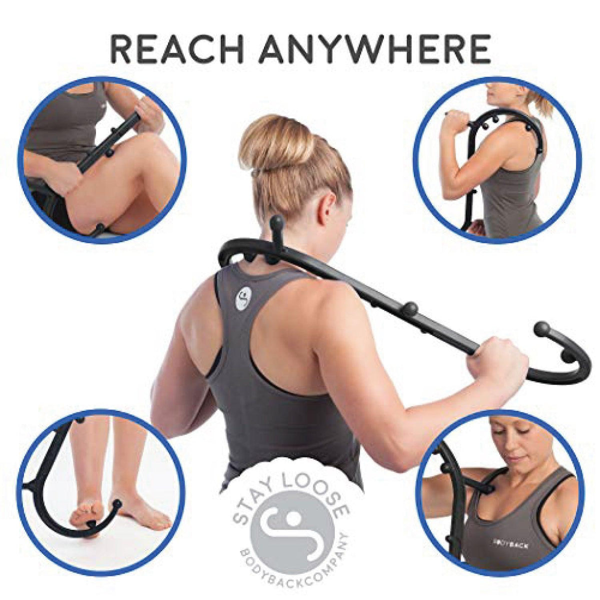 Trigger Point Massage Stick - Hook Body Muscle Relief Back Deep Massage Tool Exercise & Fitness Equipment Manuals - Tophatter Daily Deals