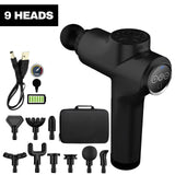 Deep Muscle Massager Gun - Percussion Massager Tissue Relaxing Therapy Black 7 Speed + Button + 9 Heads Exercise & Fitness - Tophatter Daily Deals