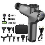 Deep Muscle Massager Gun - Percussion Massager Tissue Relaxing Therapy Grey 99 Speed + Display + 9 Heads Exercise & Fitness - Tophatter Daily Deals