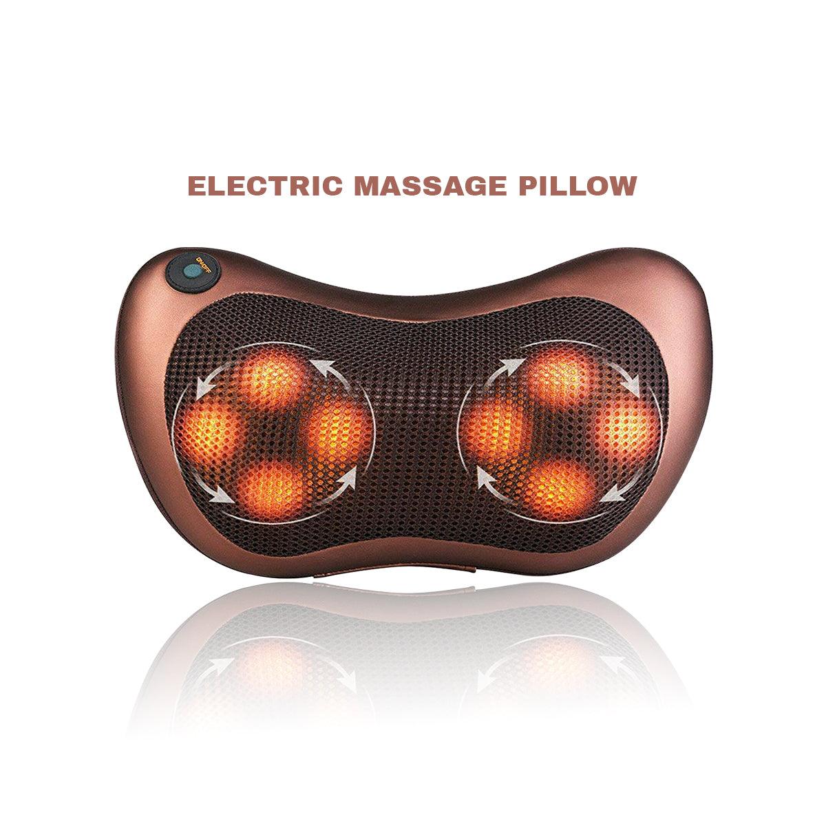 Best Neck Massager UK - Electric Massage Pillow Neck Back Full Body Lumbar Heat Support Cushion Personal Care - Tophatter Daily Deals