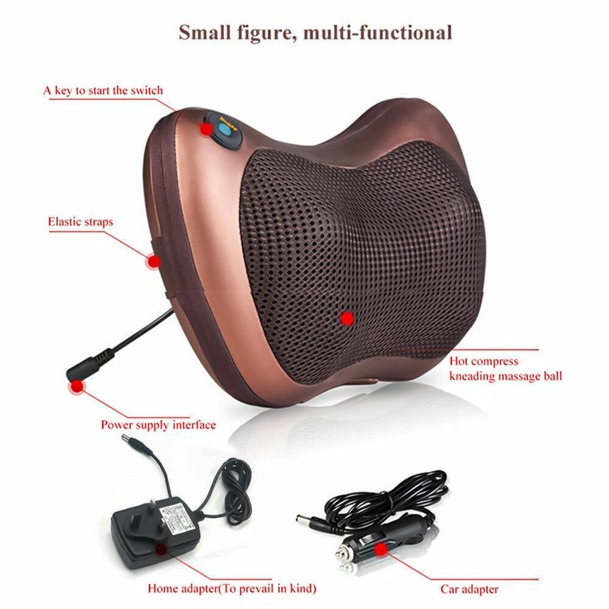 Best Neck Massager UK - Electric Massage Pillow Neck Back Full Body Lumbar Heat Support Cushion Personal Care - Tophatter Daily Deals