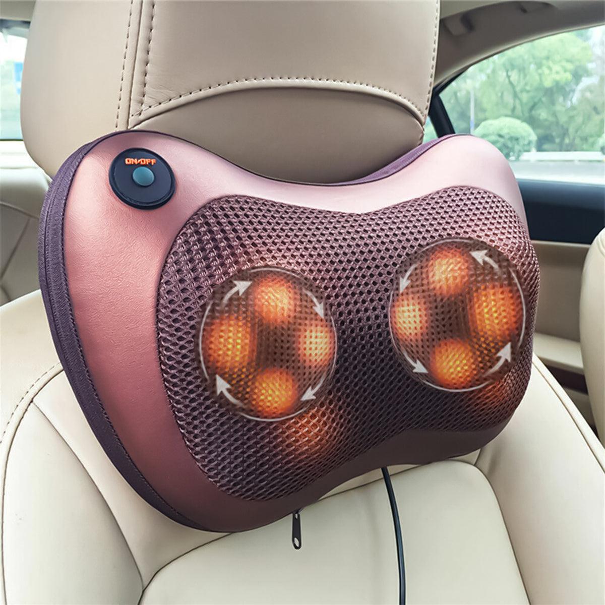 Best Neck Massager UK - Electric Massage Pillow Neck Back Full Body Lumbar Heat Support Cushion Personal Care - Tophatter Daily Deals