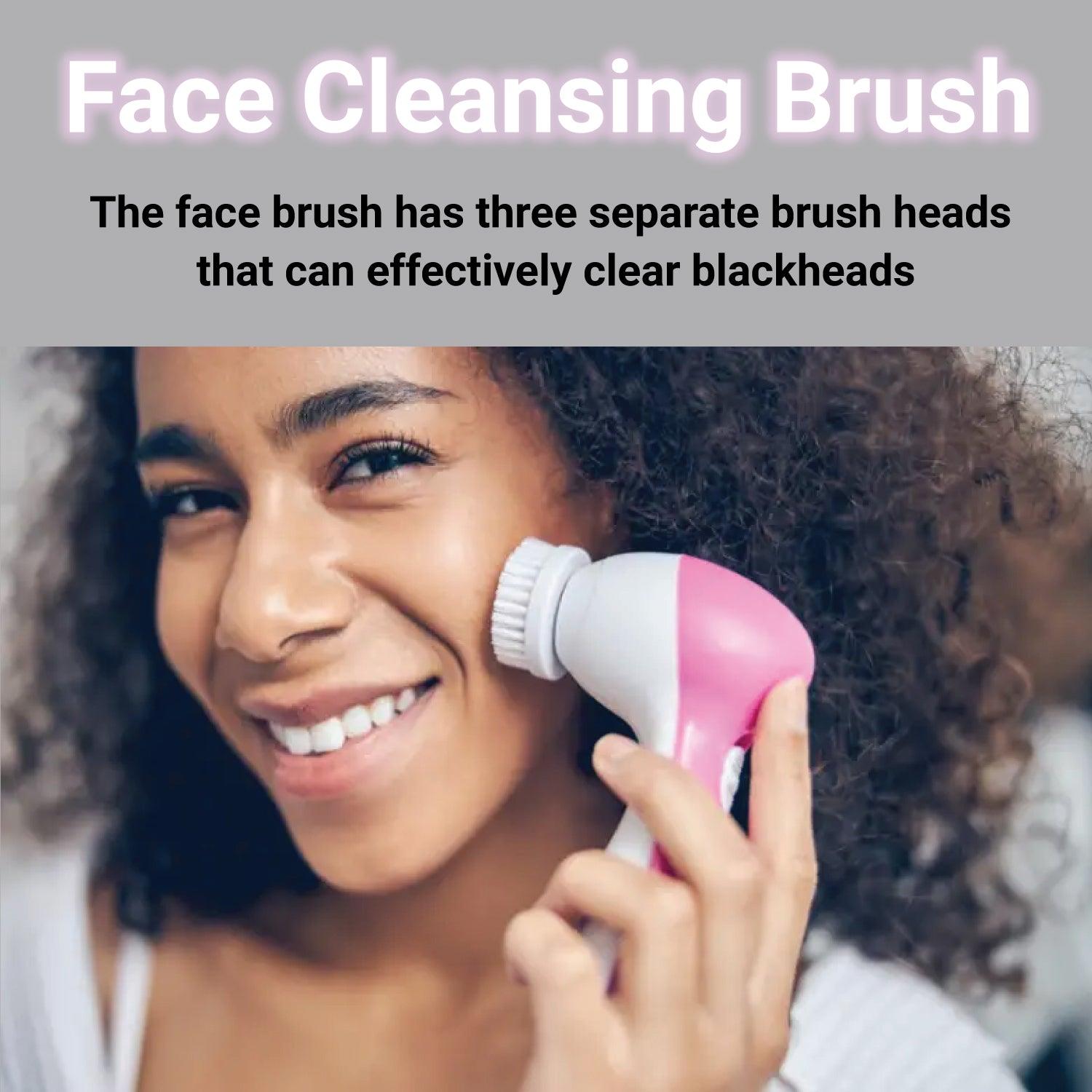 Facial Cleansing Brush - 5 in 1 Electric Facial Cleaner Wash Face Brusher Hand Skin Exfoliation Massager Personal Care - Tophatter Daily Deals