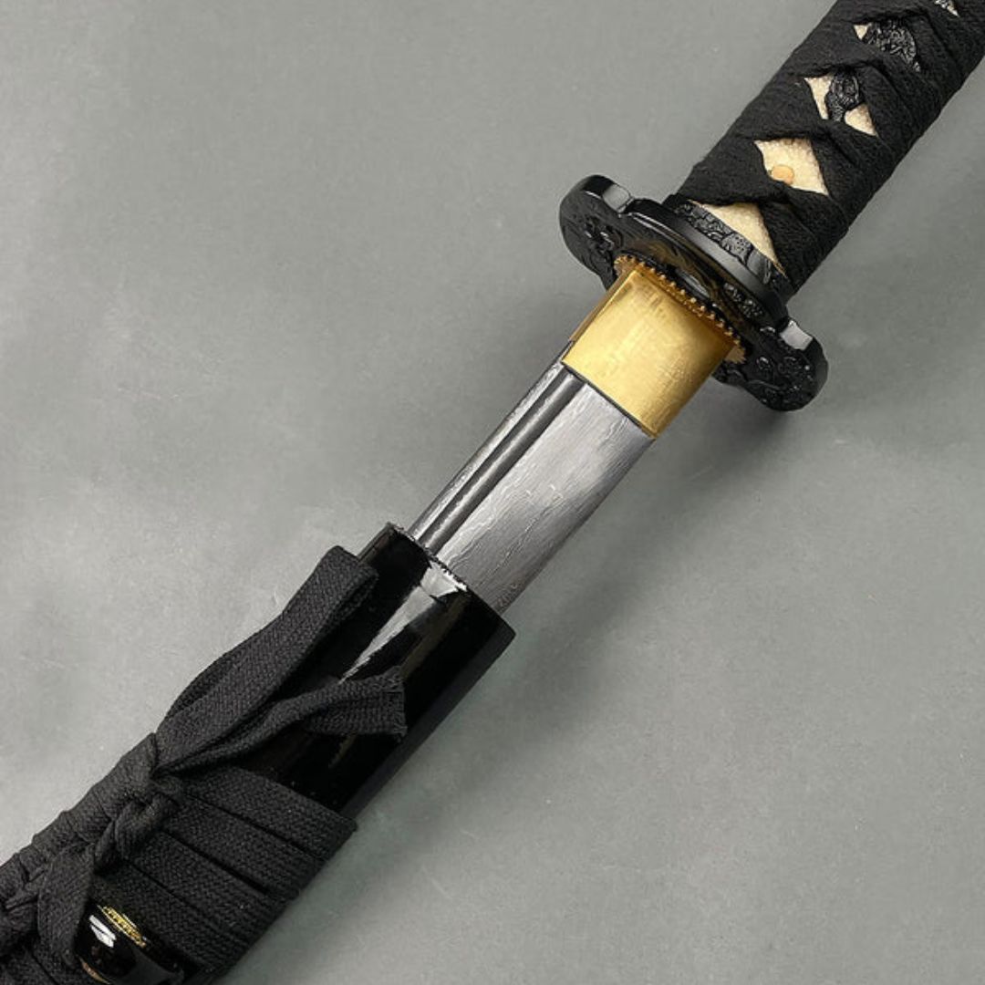 Master the Shadows Black Damascus Steel Hand Forged Katana Swords - Tophatter Daily Deals