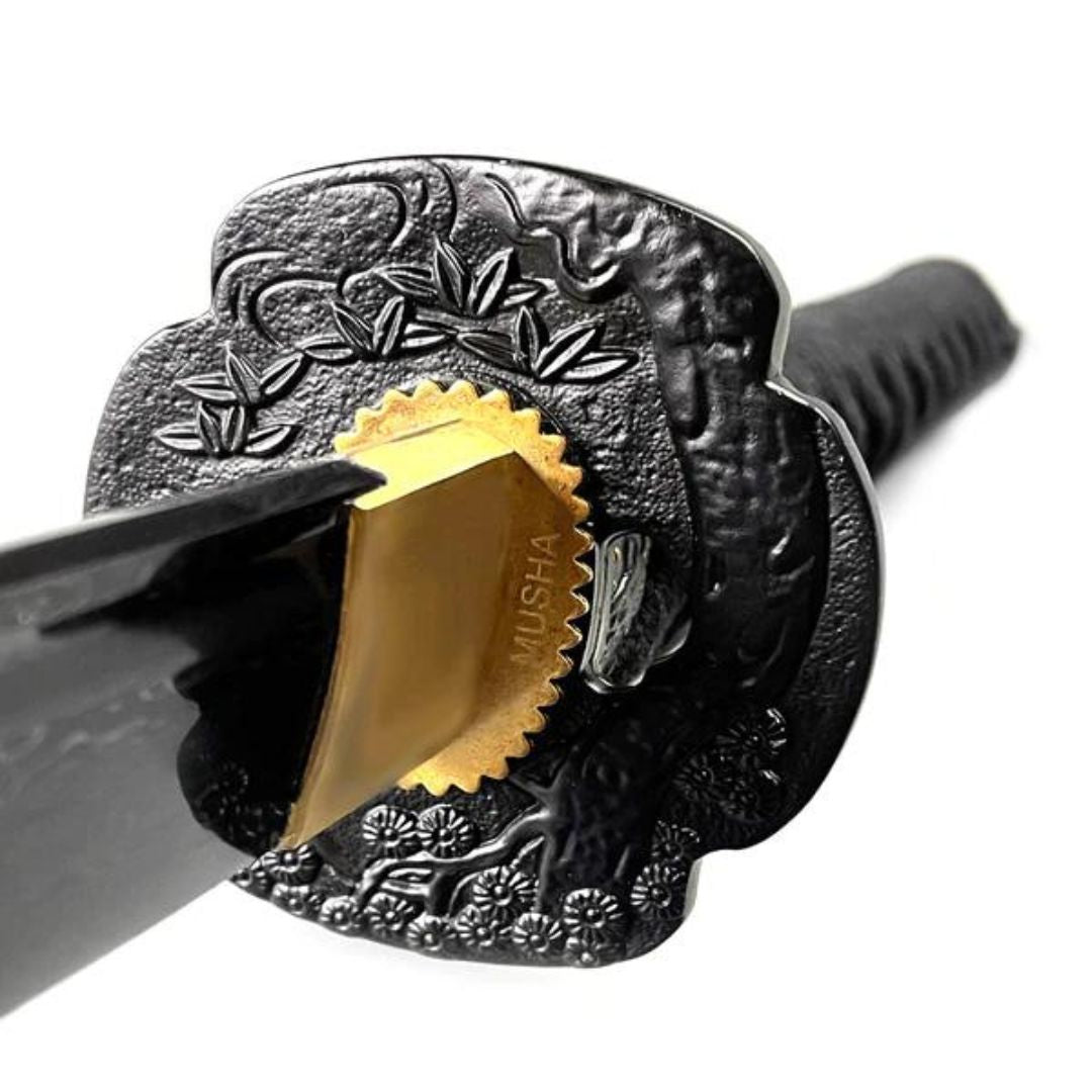 Master the Shadows Black Damascus Steel Hand Forged Katana Swords - Tophatter Daily Deals