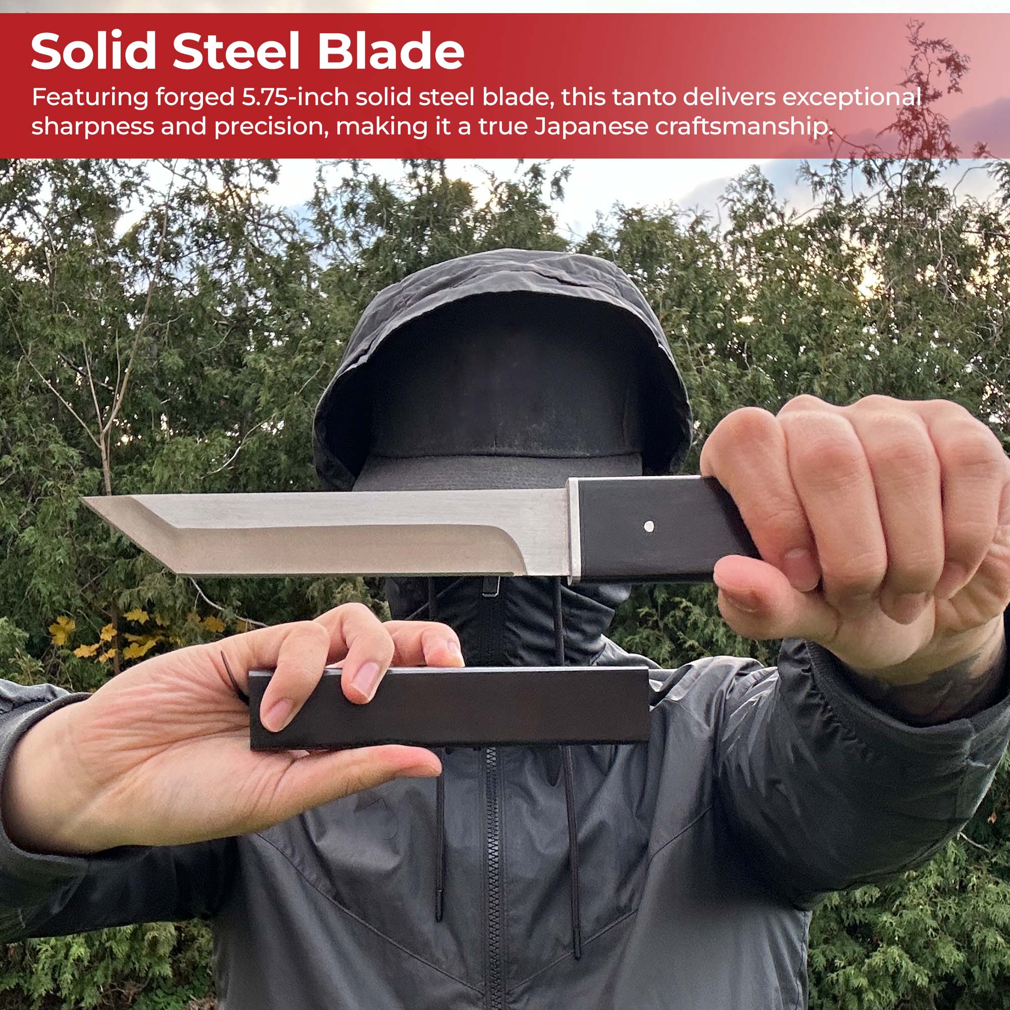 Masterfully Crafted Full Tang Black Japanese Tanto Dagger Daggers - Tophatter Daily Deals