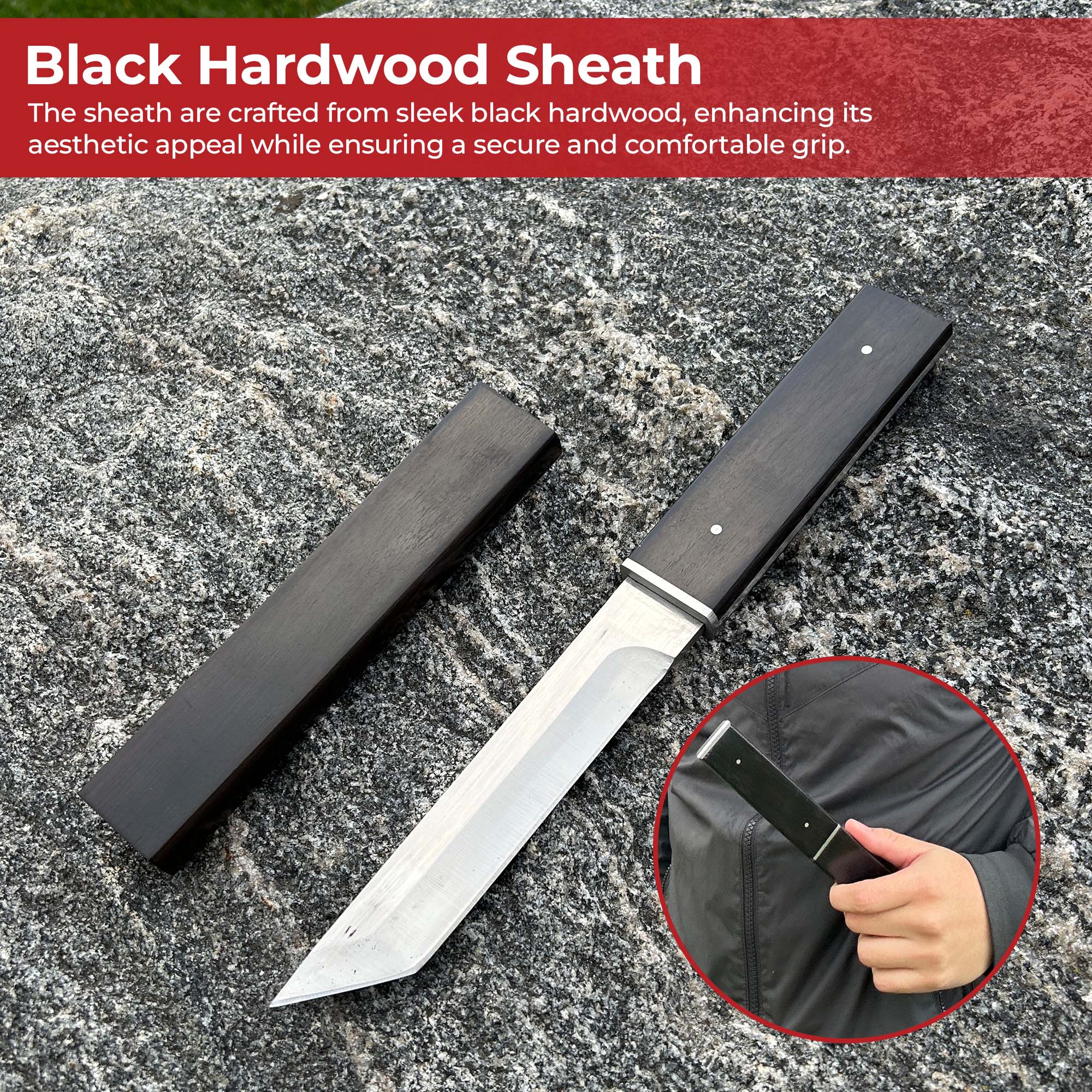 Masterfully Crafted Full Tang Black Japanese Tanto Dagger Daggers - Tophatter Daily Deals
