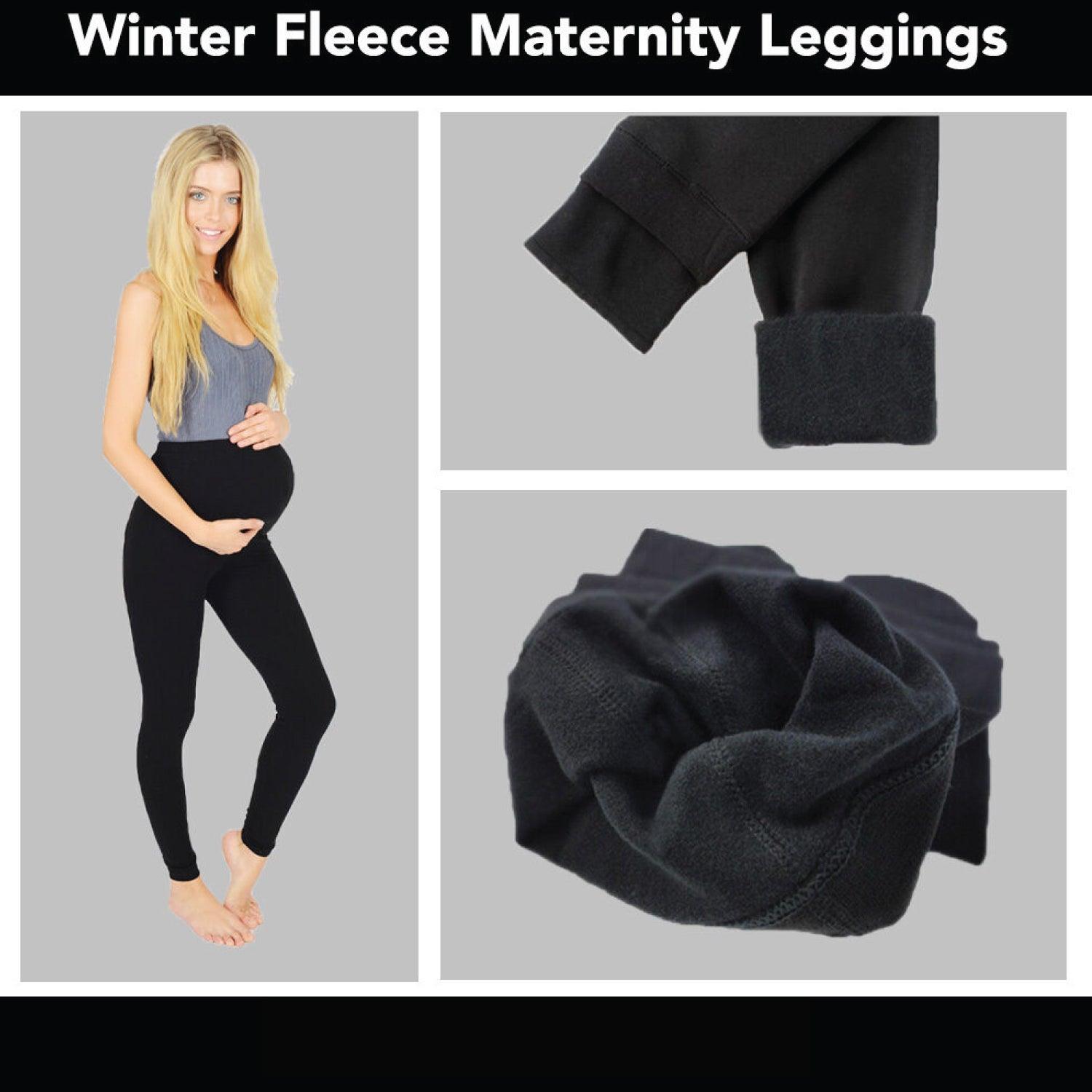 Fleece Lined Maternity Leggings - Mom Thick Leggings Soft Warm Full Length Cotton Pregnancy Pants Clothing - Tophatter Daily Deals