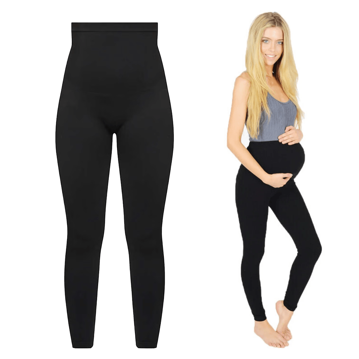 Fleece Lined Maternity Leggings - Mom Thick Leggings Soft Warm Full Length Cotton Pregnancy Pants Clothing - Tophatter Daily Deals