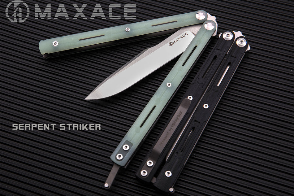 Maxace Serpent Striker II Butterfly Knife w/ Bearings - G10 Balisong asst. colors Knife-Balisong - Tophatter Daily Deals