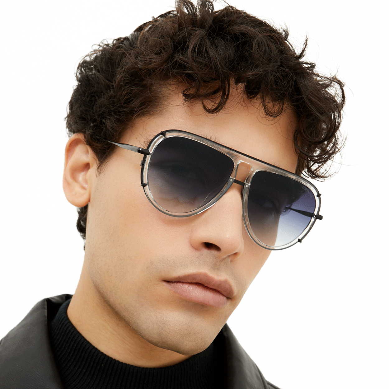 TopFoxx Ivy Luxe - Clear Black Tangle-Free Unisex Round Aviator Sunglasses Sunglasses - Tophatter Daily Deals
