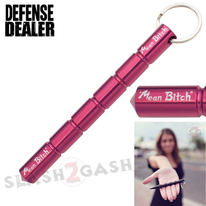 Wavy Kubotan Self Defense Stick Keychain Weapon - Animal Print Pink - Mean Bitch SD-KeyChain - Tophatter Daily Deals
