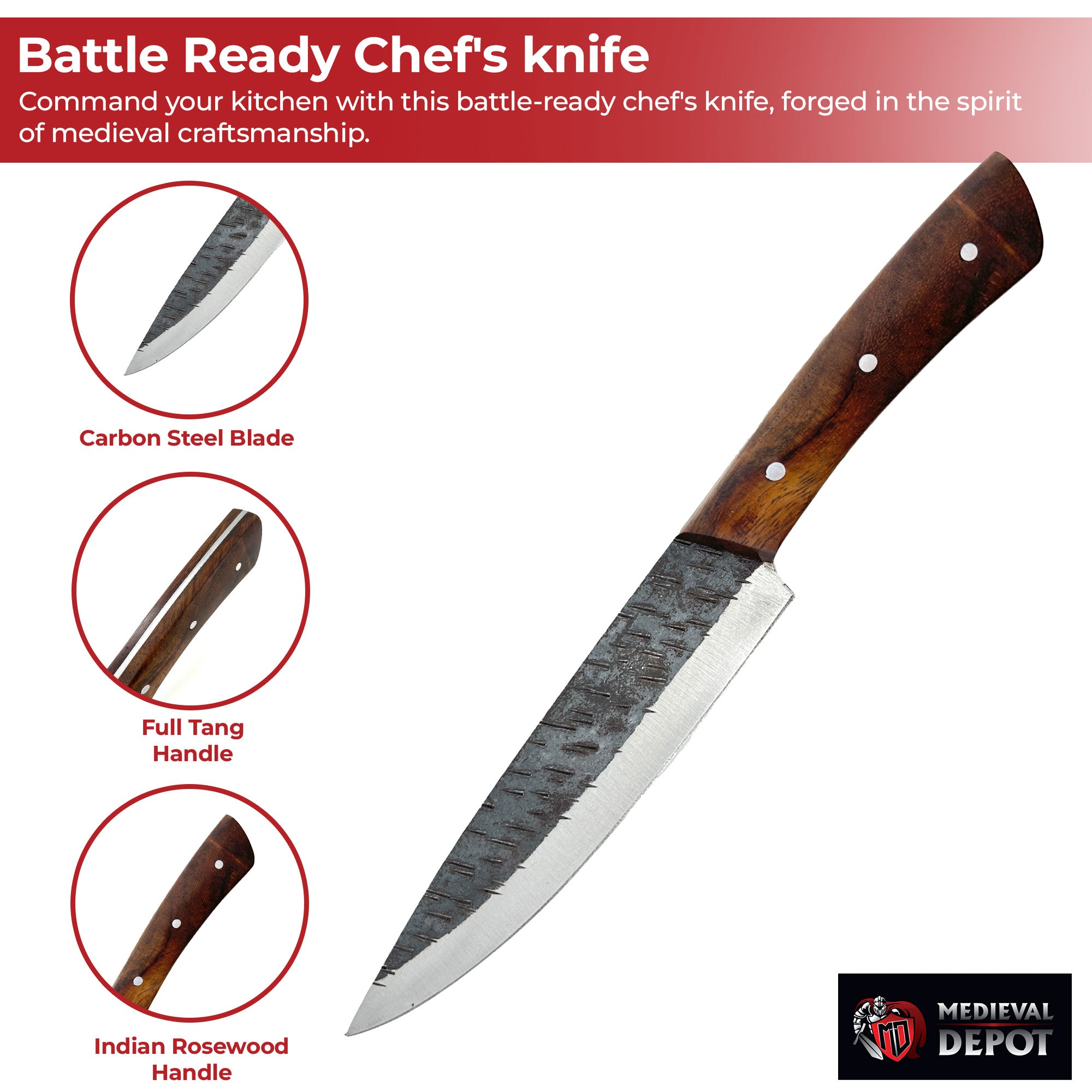 Medieval Forged Carbon Steel Chef's Knife Kitchen Knife - Tophatter Daily Deals