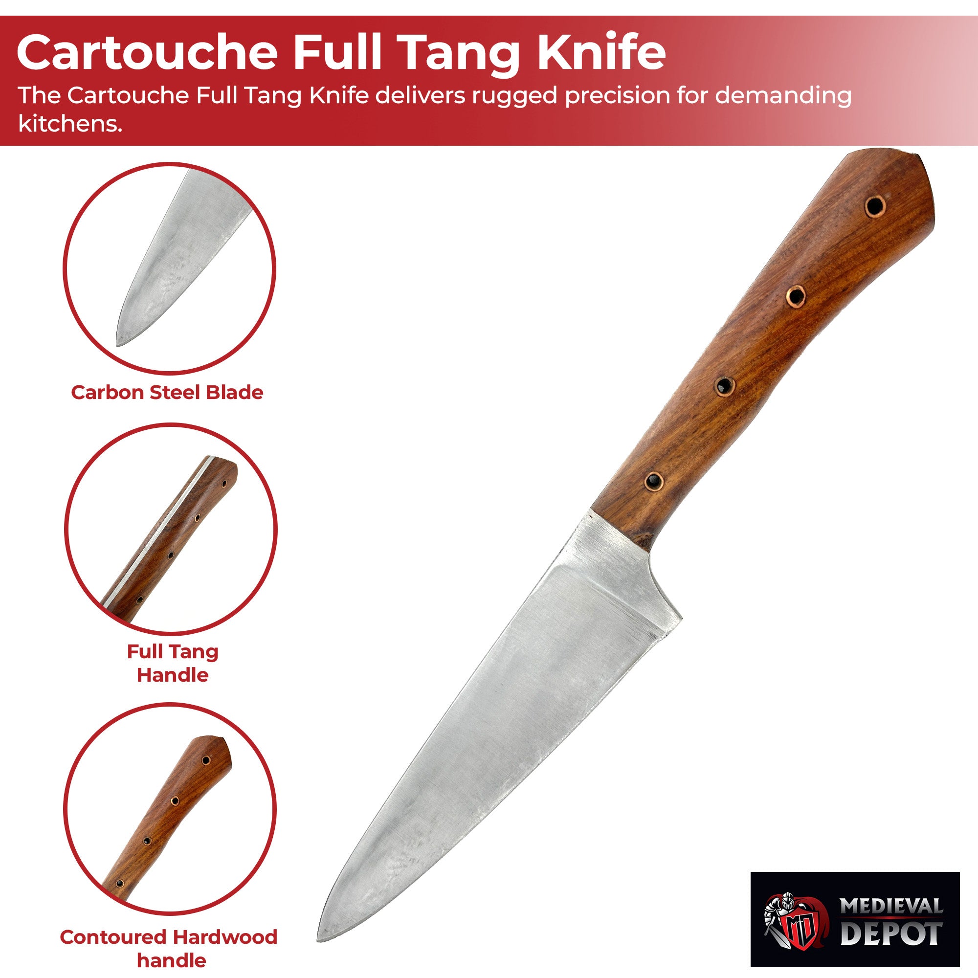 Medieval Smoke Kitchen Cartouche Full Tang Knife Kitchen Knife - Tophatter Daily Deals