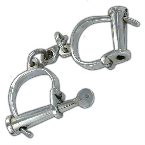 Hand Forged Iron Shackles Medieval Dungeon Silver Hand Cuffs - Tophatter's Guns'N'Weapons Store Collectible Weapons - Tophatter Daily Deals