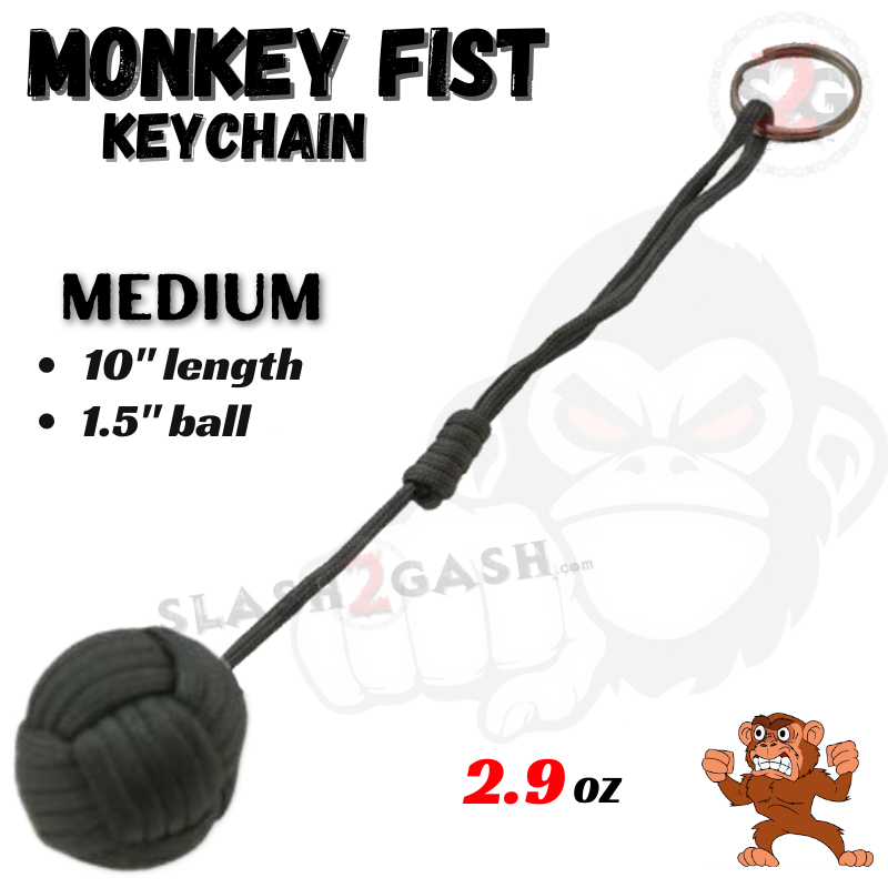 Monkey Fist Self Defense Survival Keychain Paracord - Assorted Colors Grey - Medium (short) SD-KeyChain - Tophatter Daily Deals