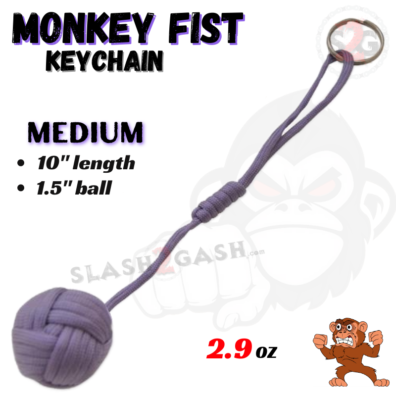 Monkey Fist Self Defense Survival Keychain Paracord - Assorted Colors Light Purple - Medium (short) SD-KeyChain - Tophatter Daily Deals
