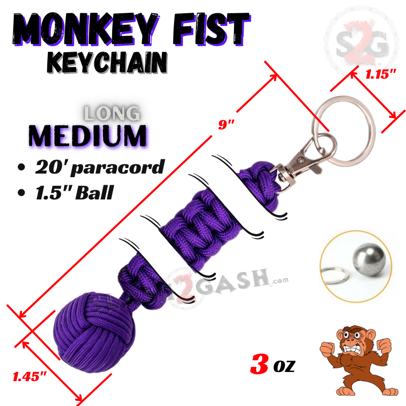 Medium Monkey Fist Self Defense Survival Keychain 20' Paracord - Purple SD-KeyChain - Tophatter Daily Deals