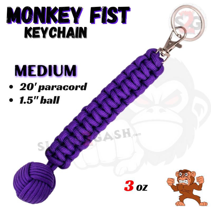 Medium Monkey Fist Self Defense Survival Keychain 20' Paracord - Purple Purple - Medium (long) SD-KeyChain - Tophatter Daily Deals