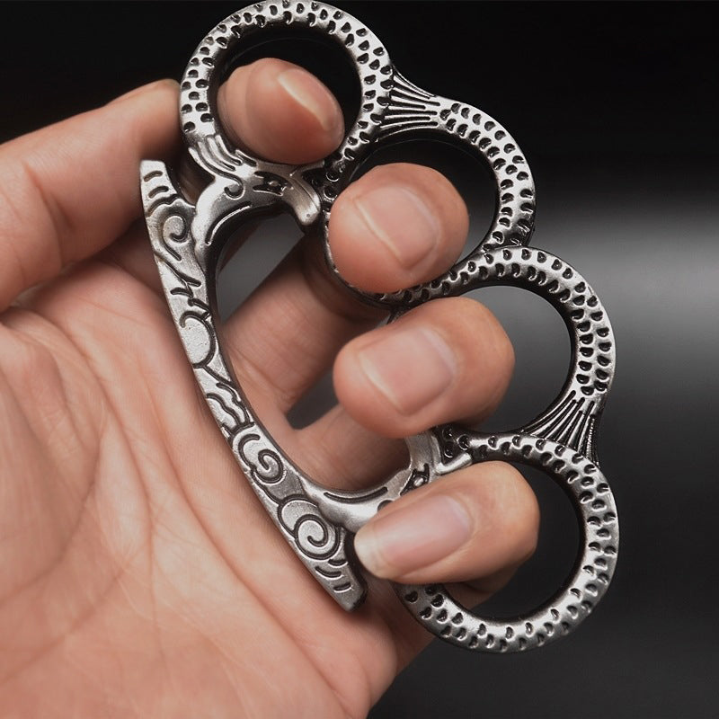 Medusa - Solid Brass Knuckles Duster For Self Defense Window Breaker EDC Supplies Silver - Tophatter Daily Deals