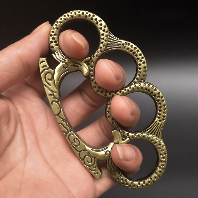 Medusa - Solid Brass Knuckles Duster For Self Defense Window Breaker EDC Supplies Bronze - Tophatter Daily Deals