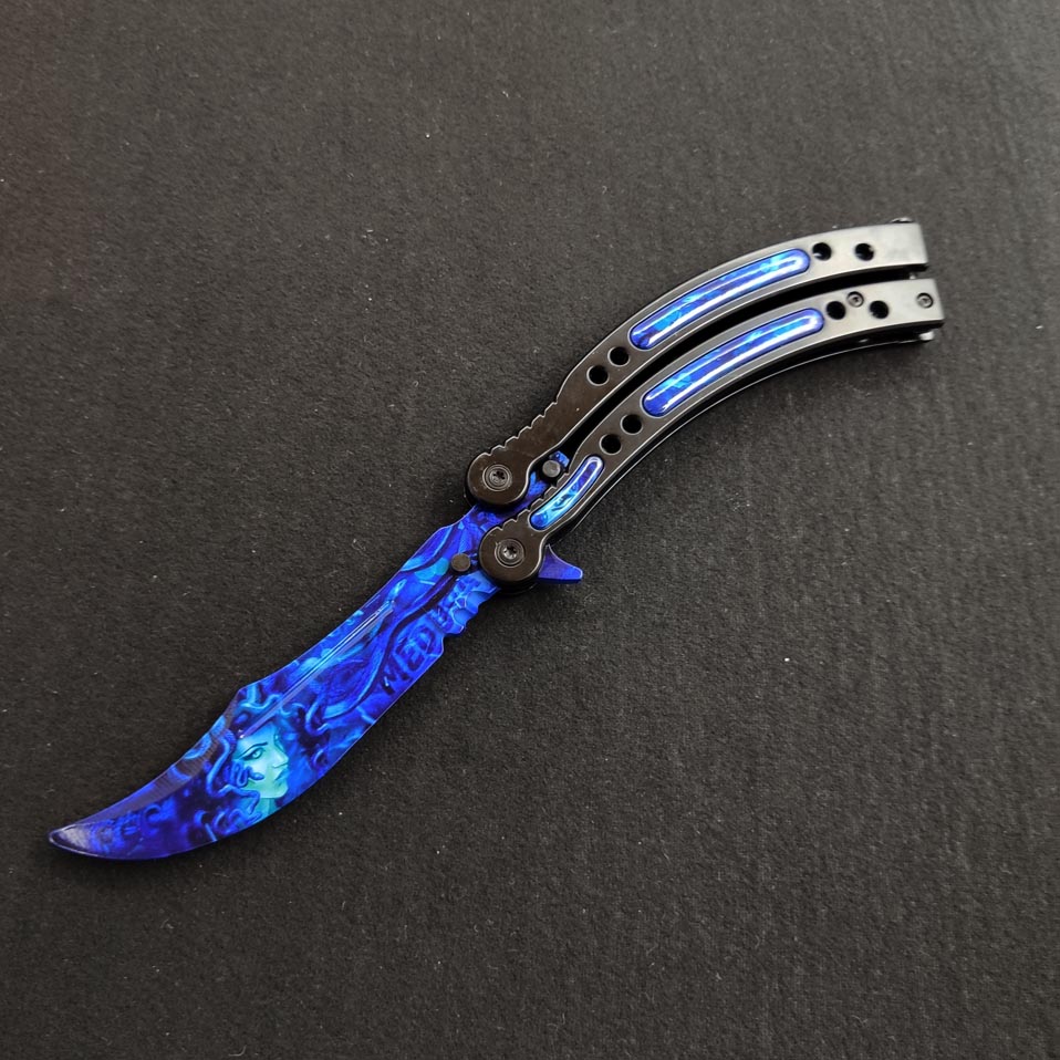 22 colors CSGO Butterfly Knife SHARP 440C Counter Strike Balisong Medusa (you will receive sharp) Knife-Balisong - Tophatter Daily Deals