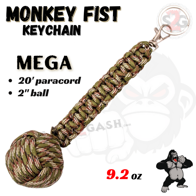 Monkey Fist Self Defense Survival Keychain Paracord - Assorted Colors Green Camo - Mega SD-KeyChain - Tophatter Daily Deals