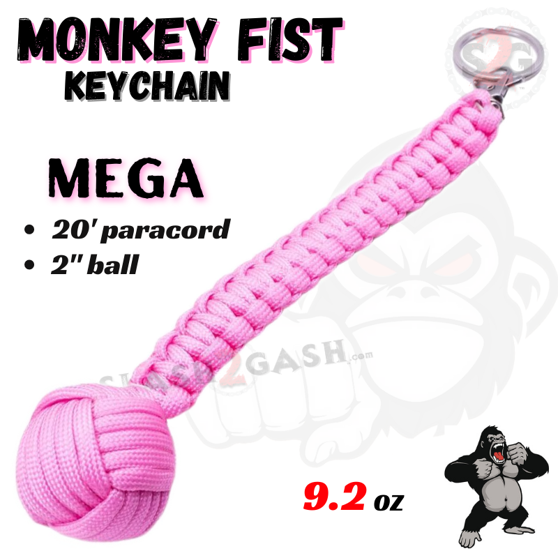Monkey Fist Self Defense Survival Keychain Paracord - Assorted Colors Pink - Mega SD-KeyChain - Tophatter Daily Deals